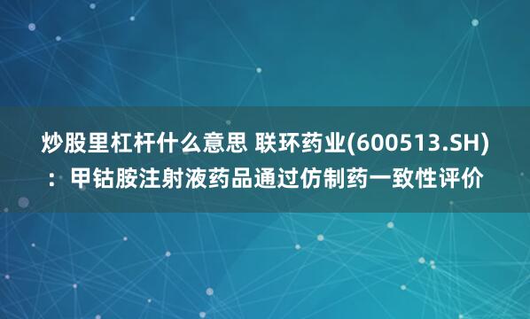 炒股里杠杆什么意思 联环药业(600513.SH)：甲钴胺注射液药品通过仿制药一致性评价