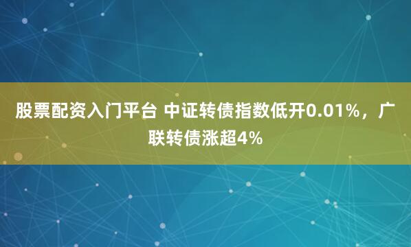 股票配资入门平台 中证转债指数低开0.01%，广联转债涨超4%
