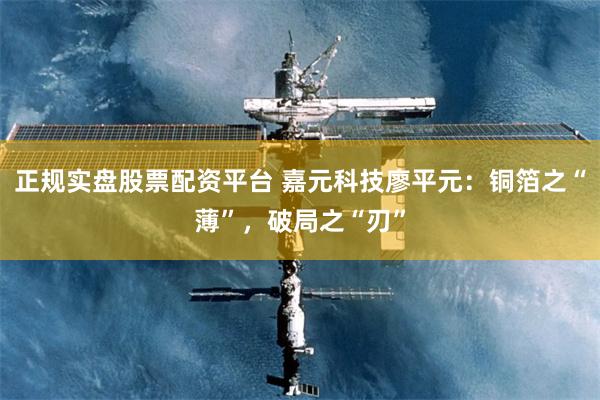 正规实盘股票配资平台 嘉元科技廖平元：铜箔之“薄”，破局之“刃”