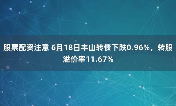 股票配资注意 6月18日丰山转债下跌0.96%，转股溢价率11.67%