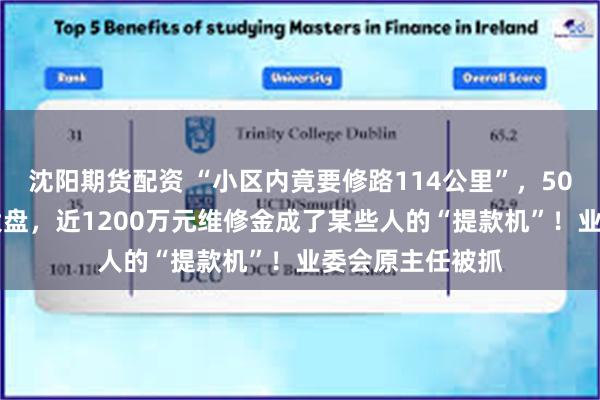 沈阳期货配资 “小区内竟要修路114公里”，5000多户的超级大盘，近1200万元维修金成了某些人的“提款机”！业委会原主任被抓